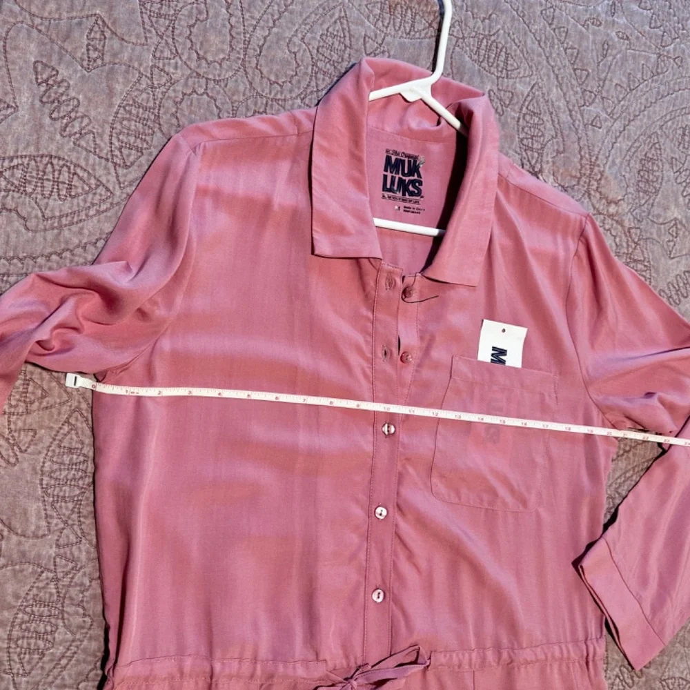 MUK LUKS Dream Weave Long-Sleeve Jumpsuit - Pink - Medium - Picture 7 of 14